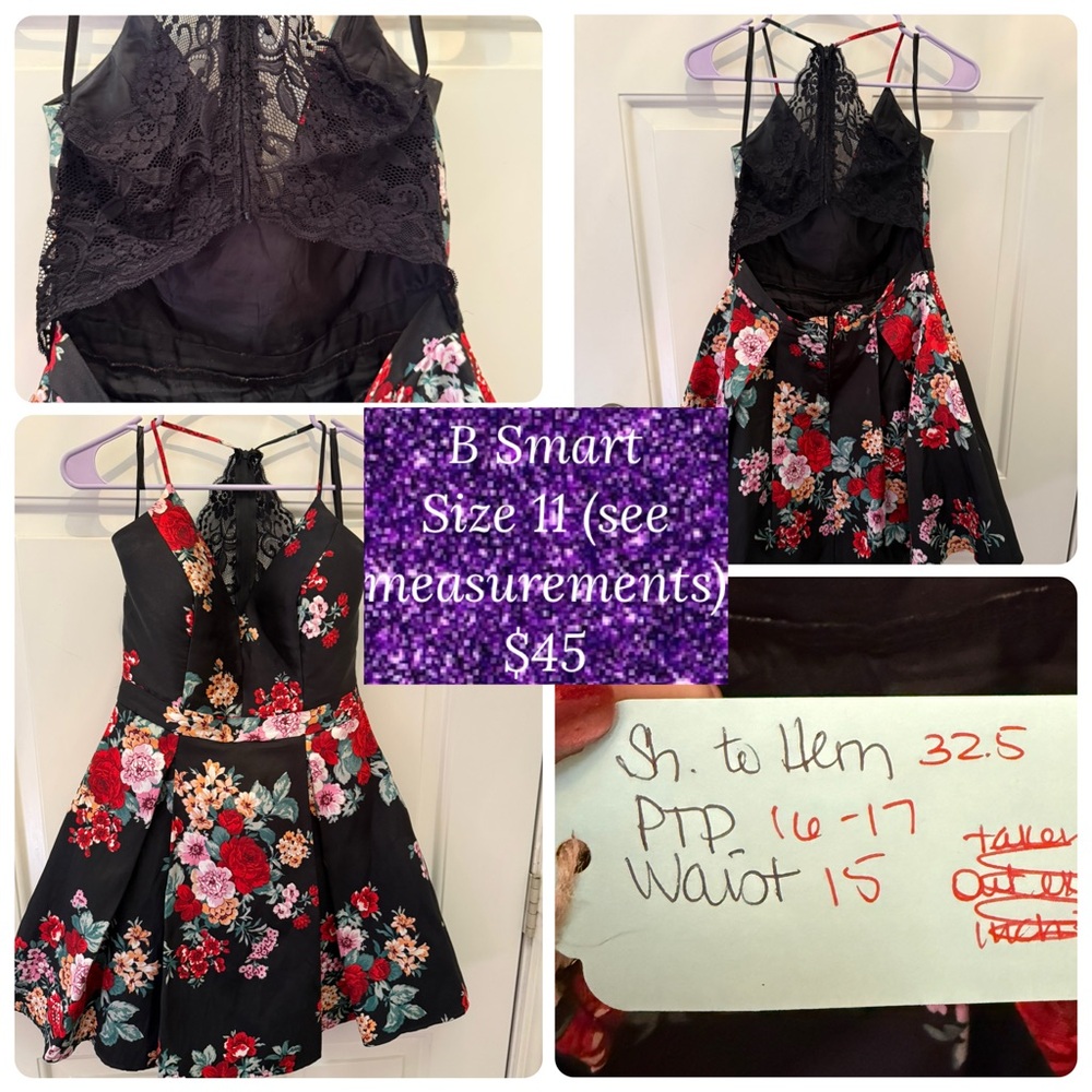 B. Smart Black and Red Floral Dress